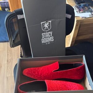 Stacy Adams Bold Red Velvet Slip-Ons